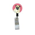 Teachers Aid Pug Valentines Love and Hearts Retractable Badge Reel or ID Holder with Clip TE243376